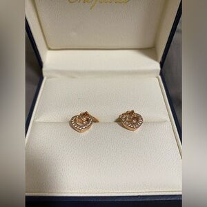Chopard Rose Gold Heart Earrings with Silver Accents